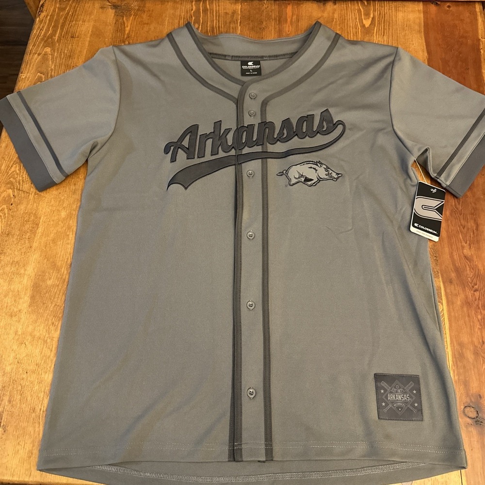 Arkansas Razorbacks Colosseum Men's Dylan Graphite Baseball Jersey L